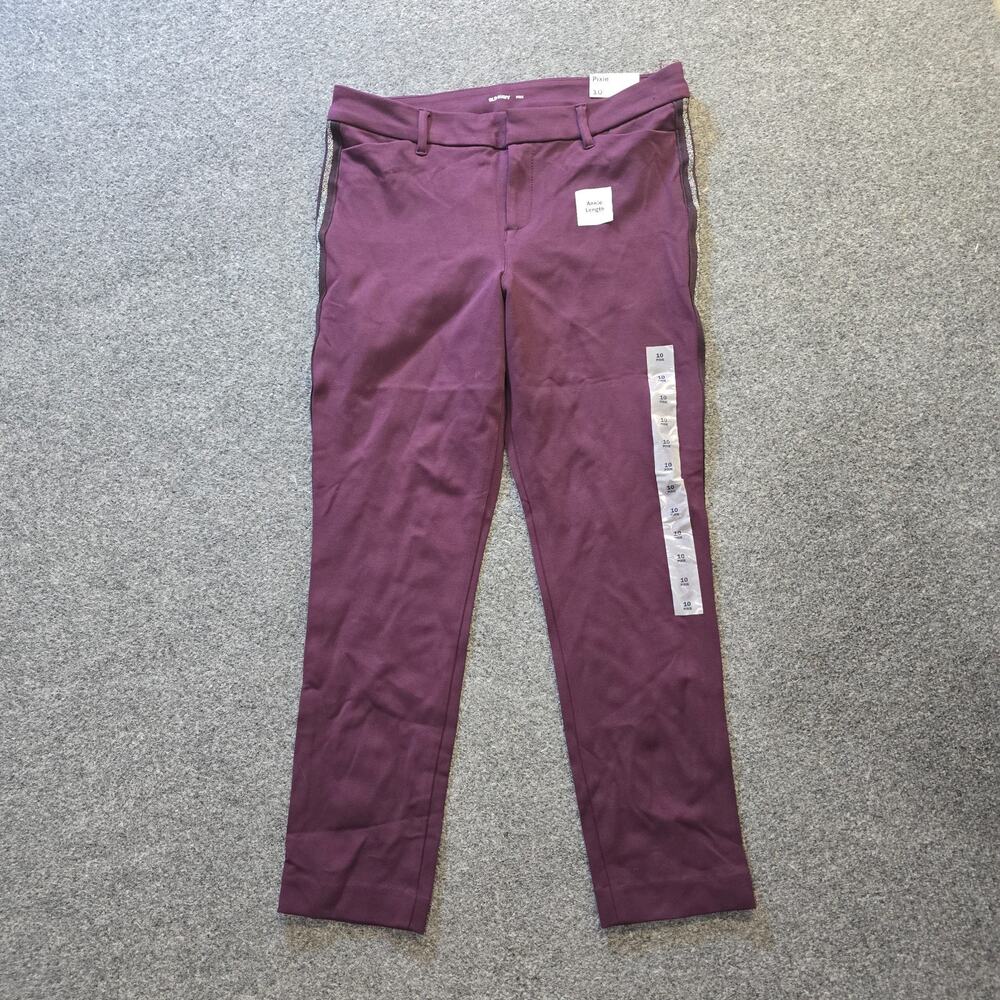 Old Navy Pants Women Size 10 Purple Stripe Straight Pixie Stretch Career Capsule